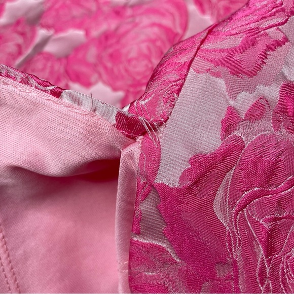 Lulus Flowery Fete Pink Floral Jacquard One Shoulder Mini Dress Large L Party - Picture 11 of 11